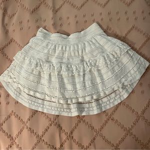 Aerie Textured Lace Ruffle Mini Skirt